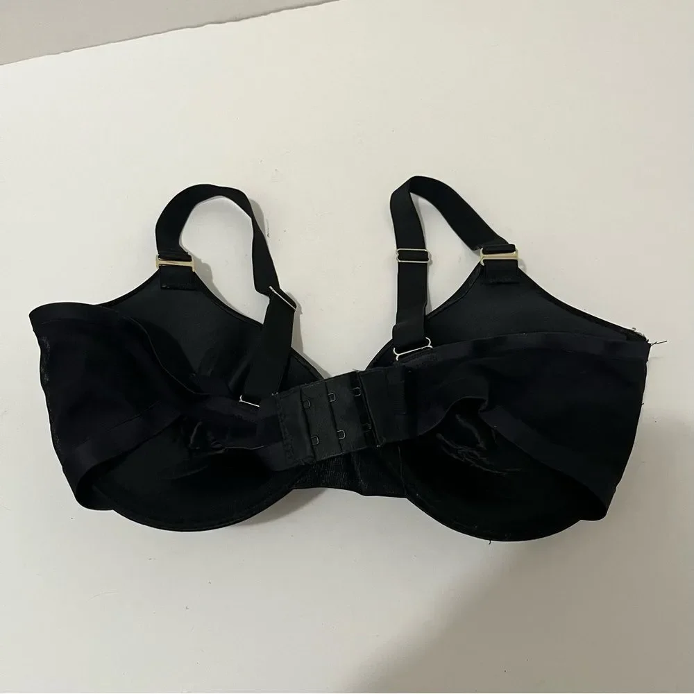 BCBG Maxazria Black Padded Underwire Bra Sheer Mesh Side Panels Womens Size 38C